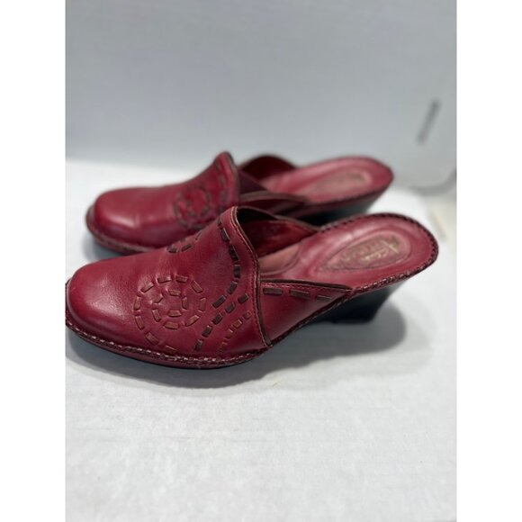 Dansko Wedge Clogs Womens Size 6 M Red Leather - Picture 8 of 10